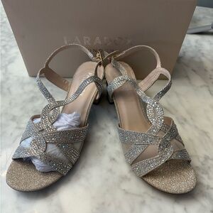 Paradox London Pink Glittering Silver Heels